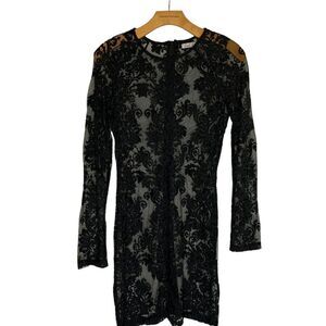 Little lie Women's size Small Black Sheer Lace Mini Long Sleeve sheath Dress